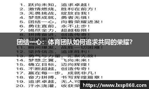 团结一心：体育团队如何追求共同的荣耀？